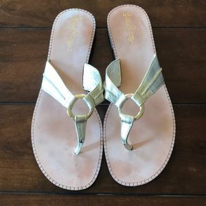 Lilly Pulitzer gold sandals